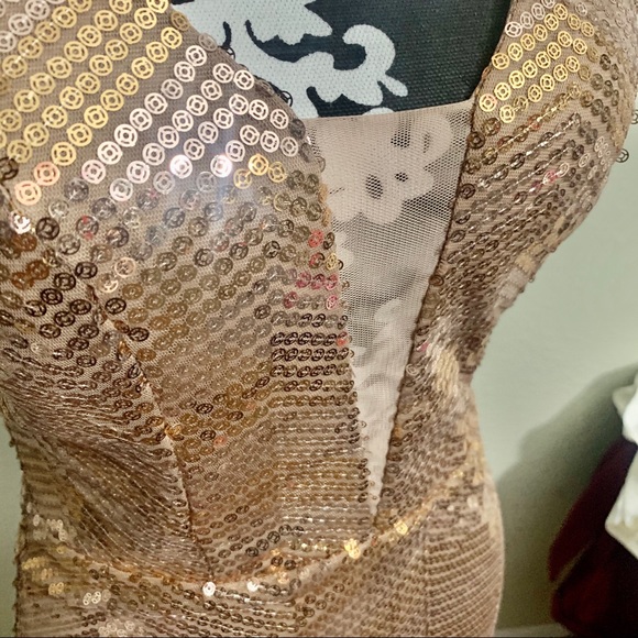 NWT - Rose Gold Sequin Prom Formal Dress - Picture 2 of 6